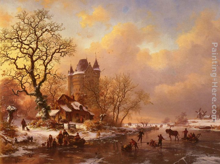 Skating in the Midst of Winter painting - Frederik Marianus Kruseman Skating in the Midst of Winter art painting